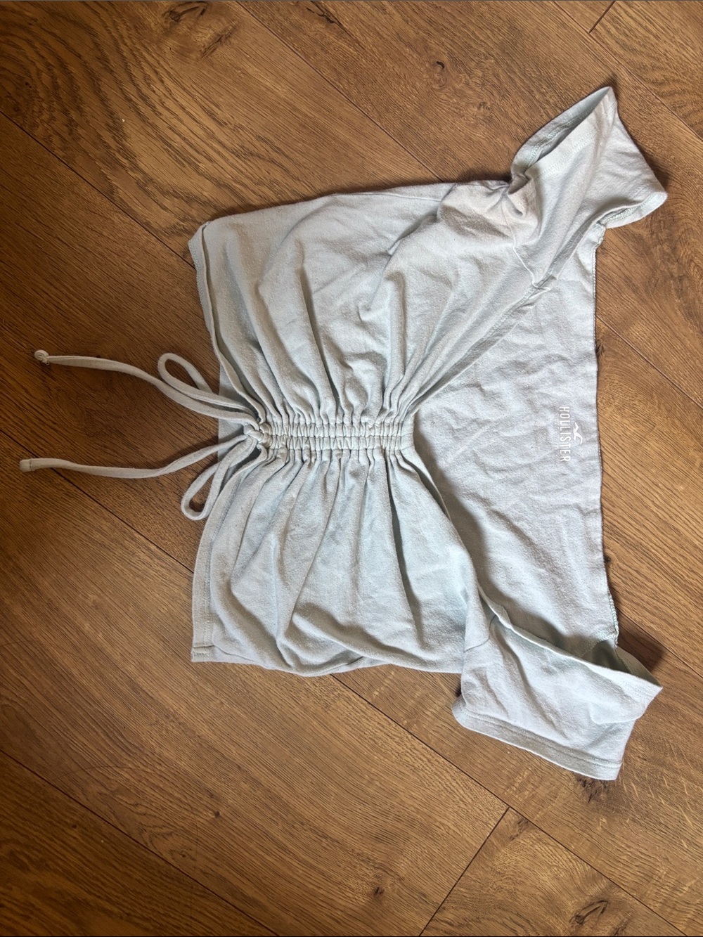 Hollister Light Blue Ruched Drawstring Crop Top